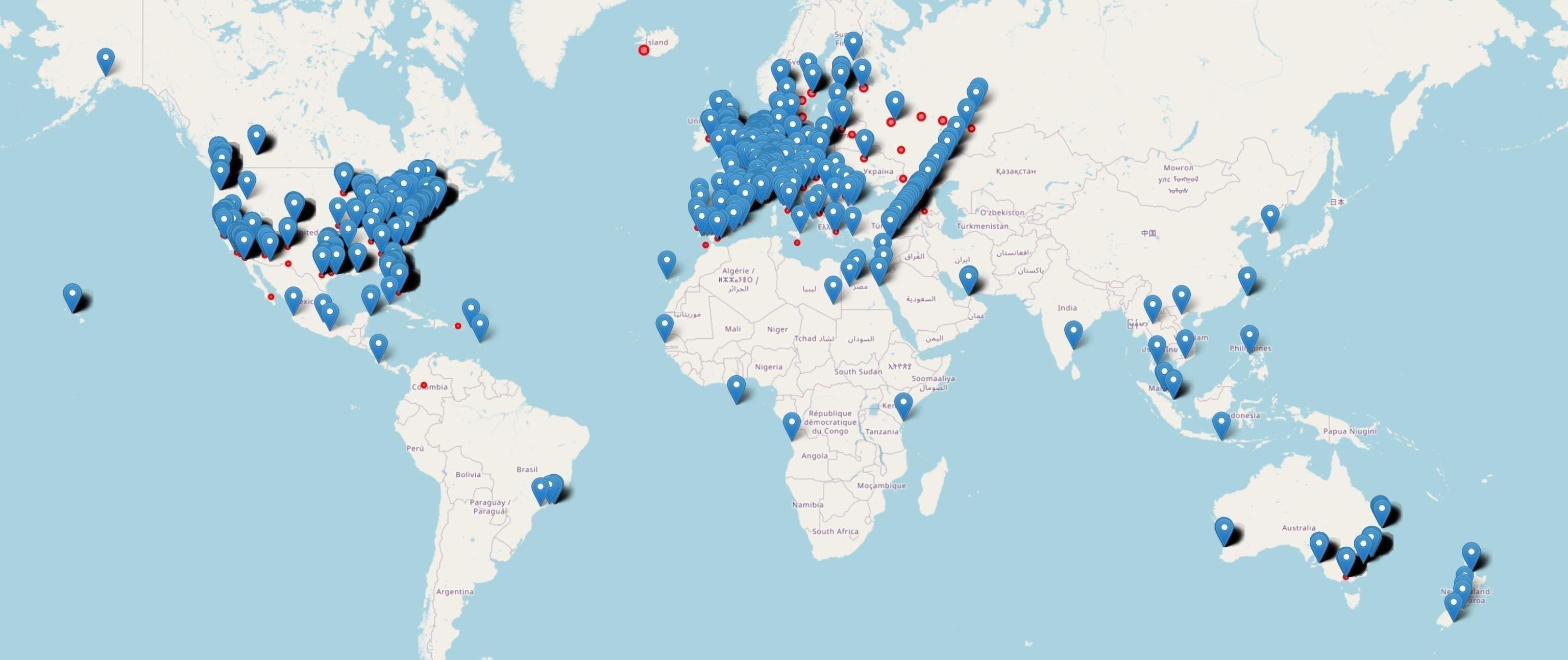 A world map of the cool bug in Social Dance Today