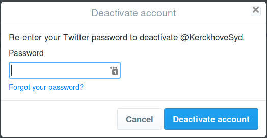 What it looks like when you try to deactivate your twitter account.